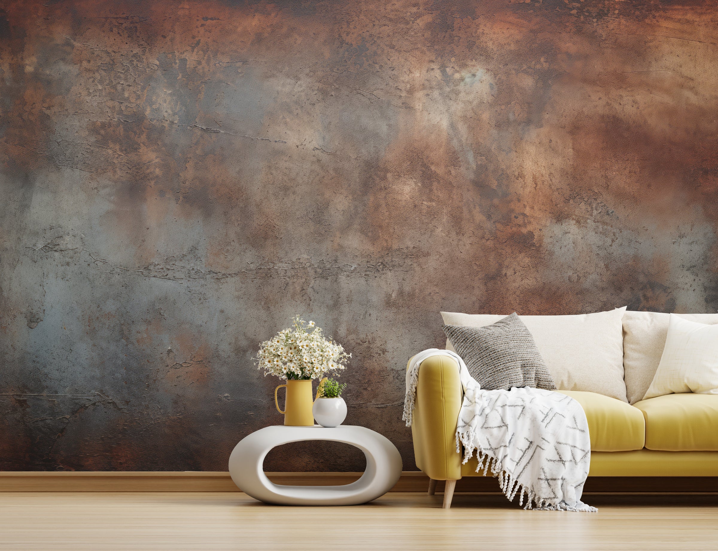 Industrial Rust Brown Gray  Wall Mural | Metal Peel And Stick Wallpaper