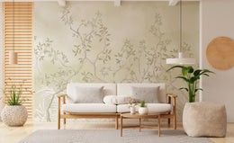 Delicate botanical leaves design perfect for cozy reading room interior styling