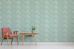 Sage Green Botanical Leaf Wallpaper | Modern Peel and Stick Wall Decor