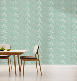 Sage Green Botanical Leaf Wallpaper | Modern Peel and Stick Wall Decor