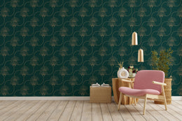 Teel Green Repeat Pattern Removable Art Deco Wallpaper