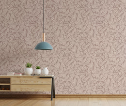 Neutral Leaf Wallpaper | Taupe Beige Botanical Leaves Peel and Stick
