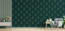 Teel Green Repeat Pattern Removable Art Deco Wallpaper