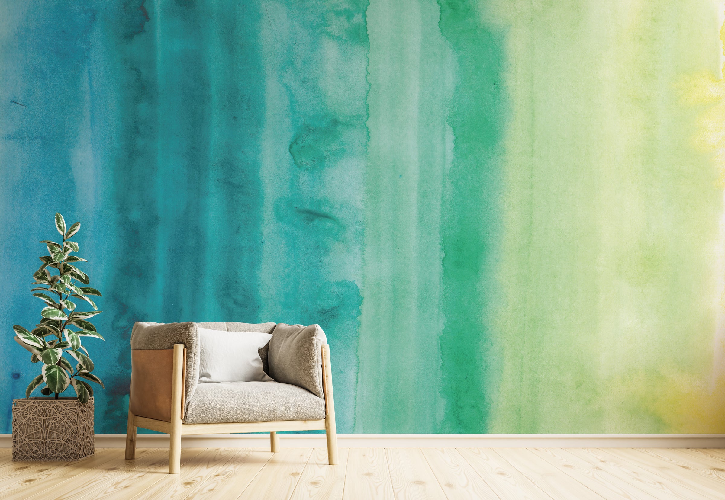 Aqua Mirage Flowing Ombre Wall Mural