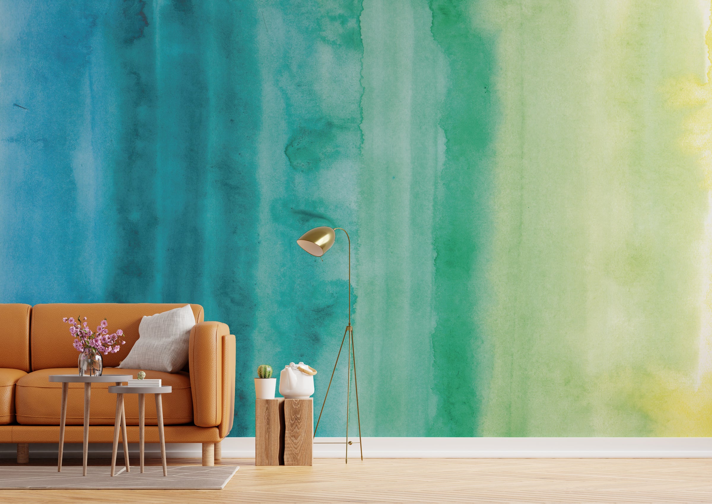 Aqua Mirage Flowing Ombre Wall Mural