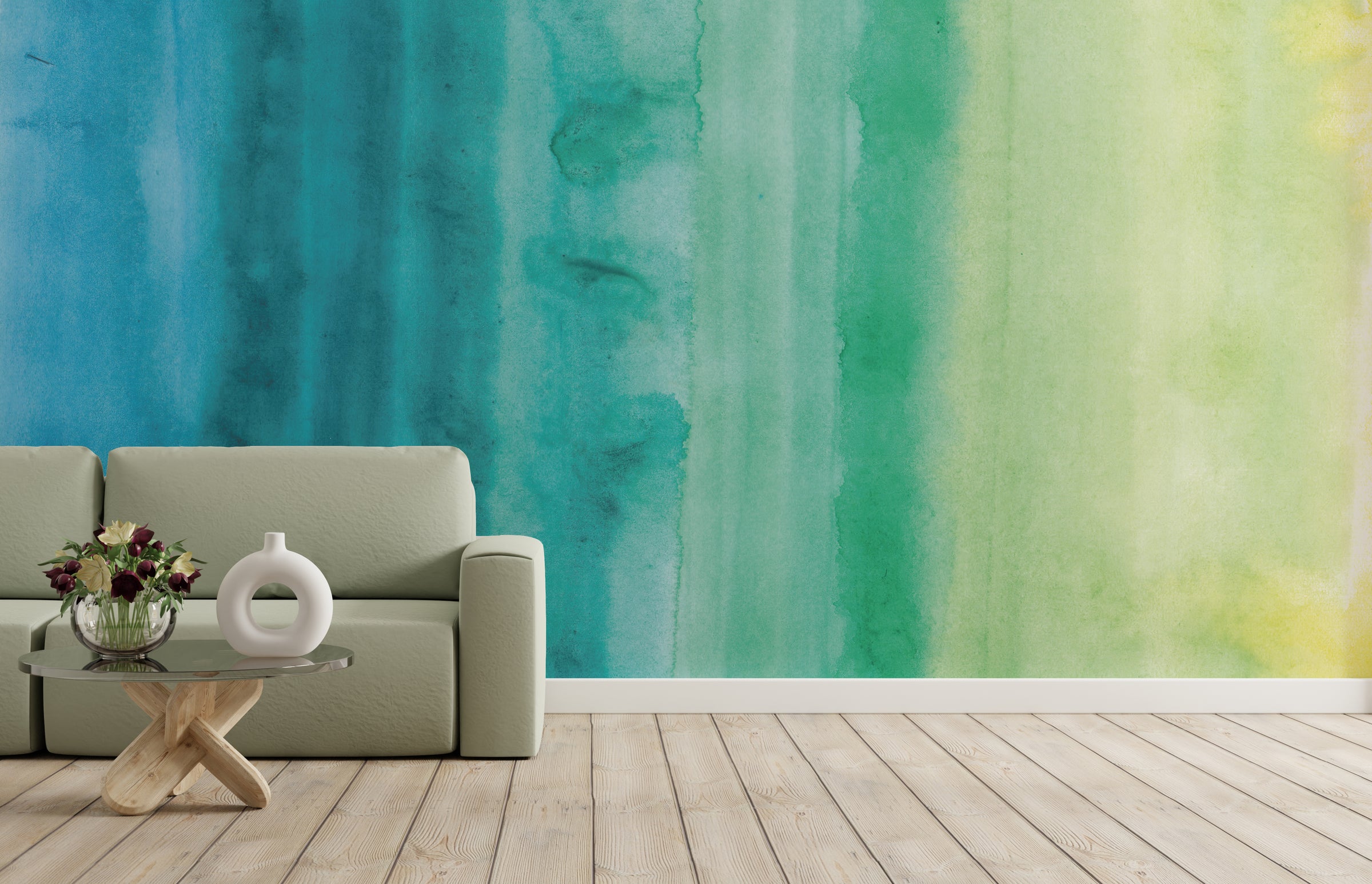 Aqua Mirage Flowing Ombre Wall Mural