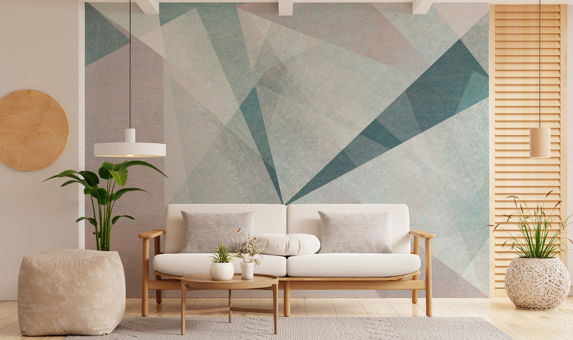 Pastel Colors Asymmetrical Modern Geometric Wallpaper