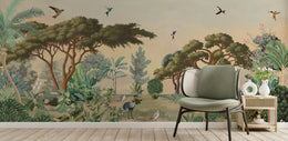 Luxury Tropical Wildlife Forest wall covering in rich jungle hues for sophisticated office