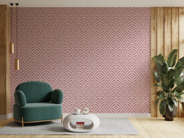 Art Deco Pink Scallop Pattern Removable Wallpaper