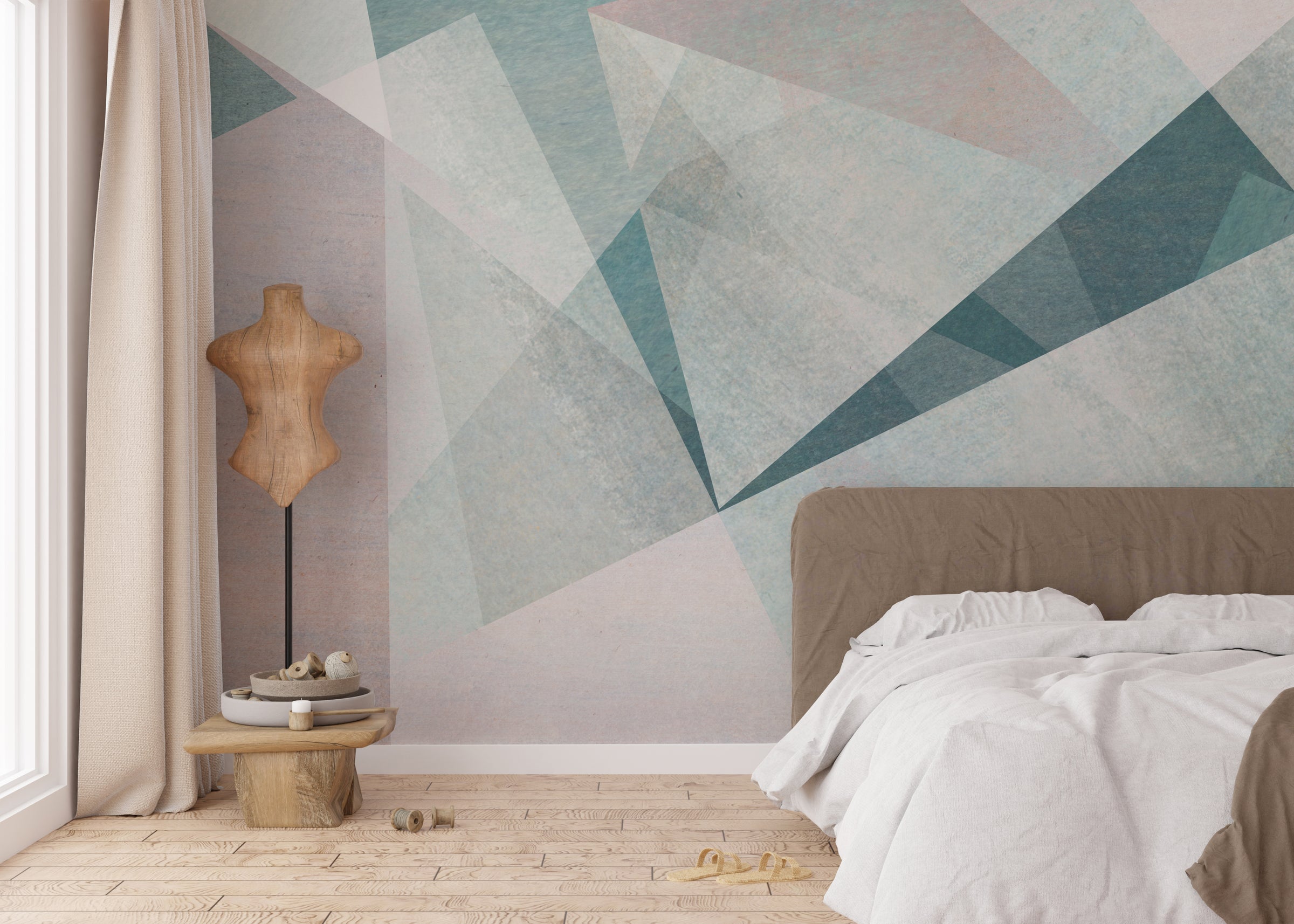 Pastel Colors Asymmetrical Modern Geometric Wallpaper