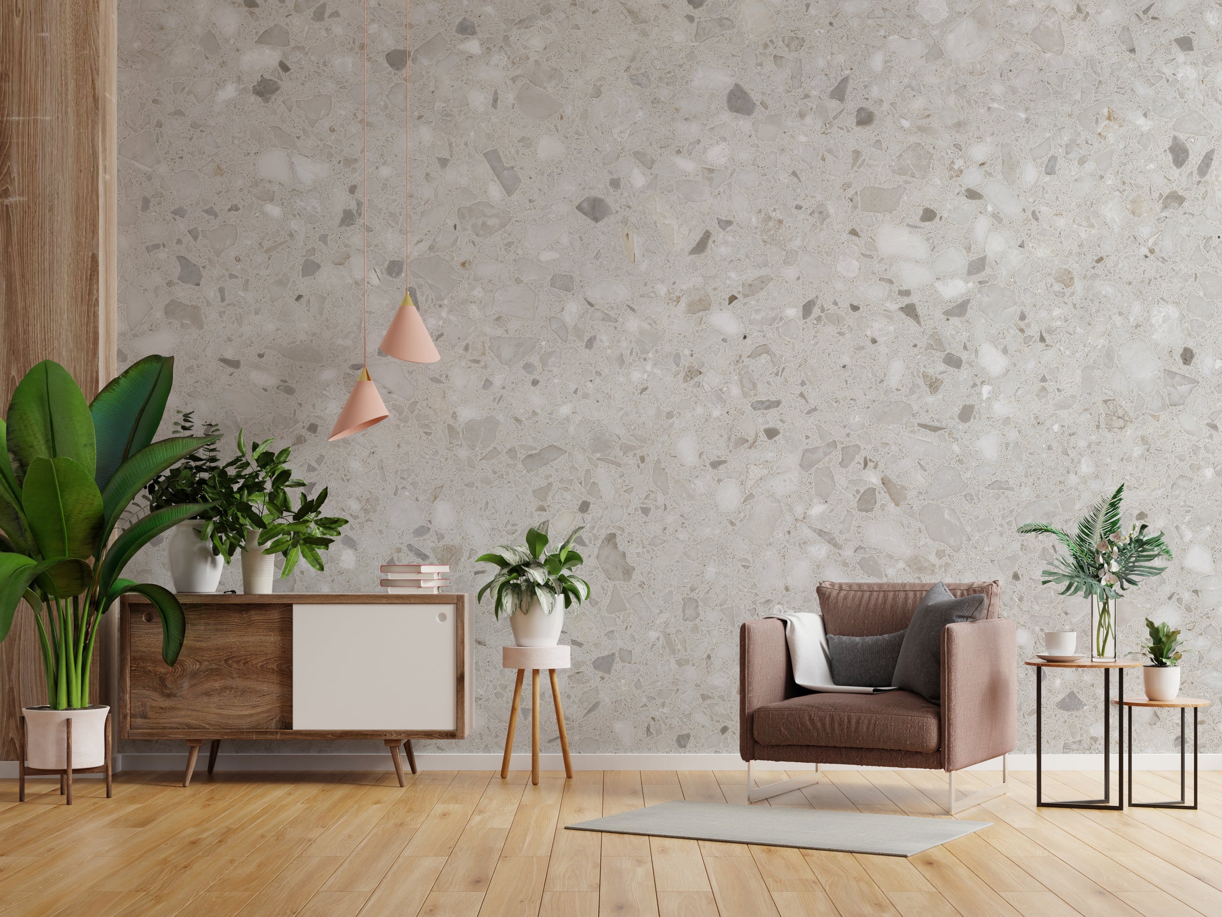 Terrazzo Wallpaper | Beige Stone Modern Peel and Stick Home Decor