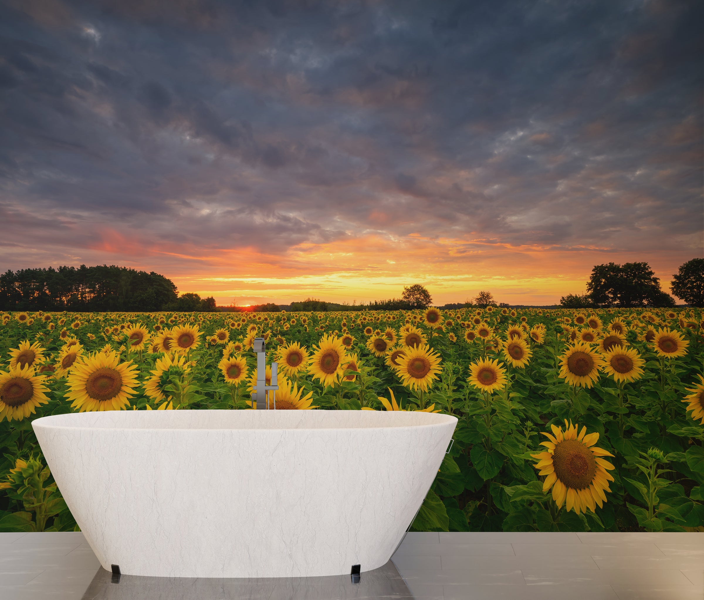 Golden Sunflower Bloom Peel and Stick Wallpaper