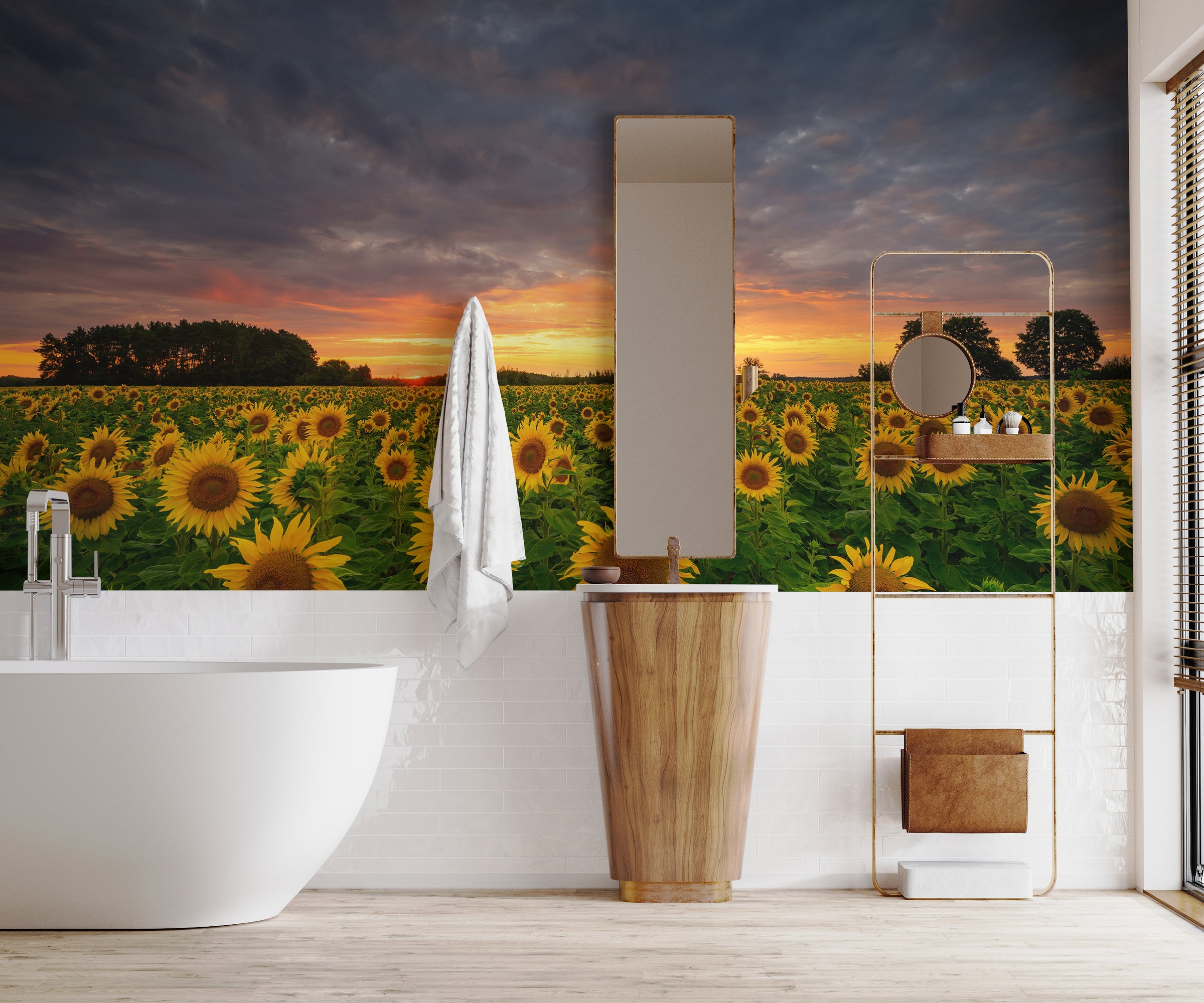Golden Sunflower Bloom Peel and Stick Wallpaper