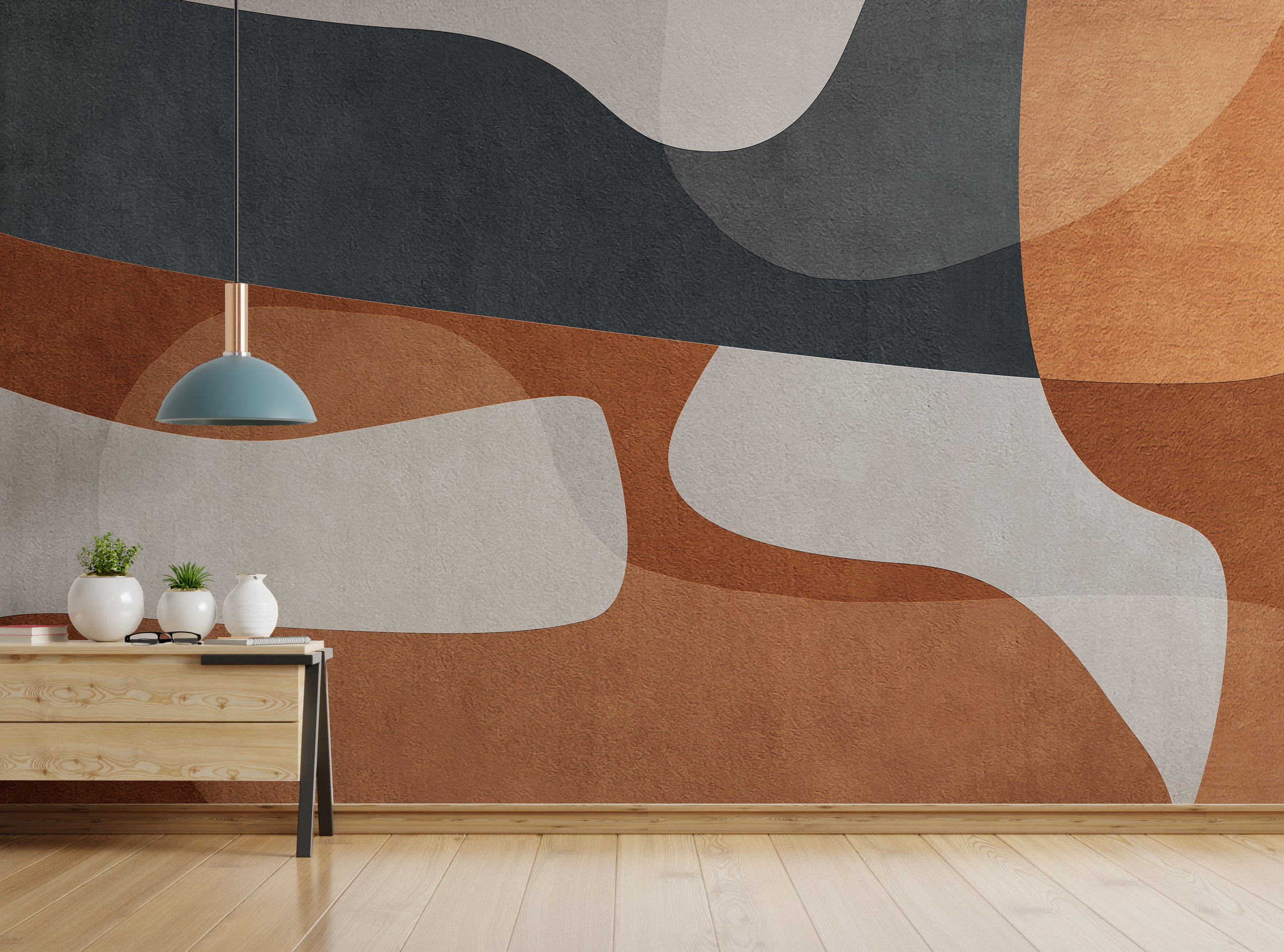 Soft Flow Abstract Wall Mural Yoga Room