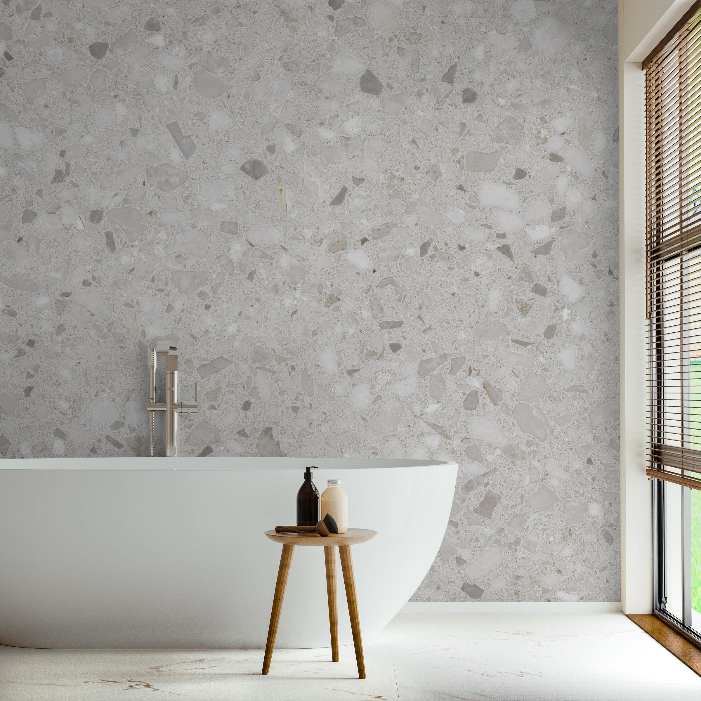 Terrazzo Wallpaper | Beige Stone Modern Peel and Stick Home Decor
