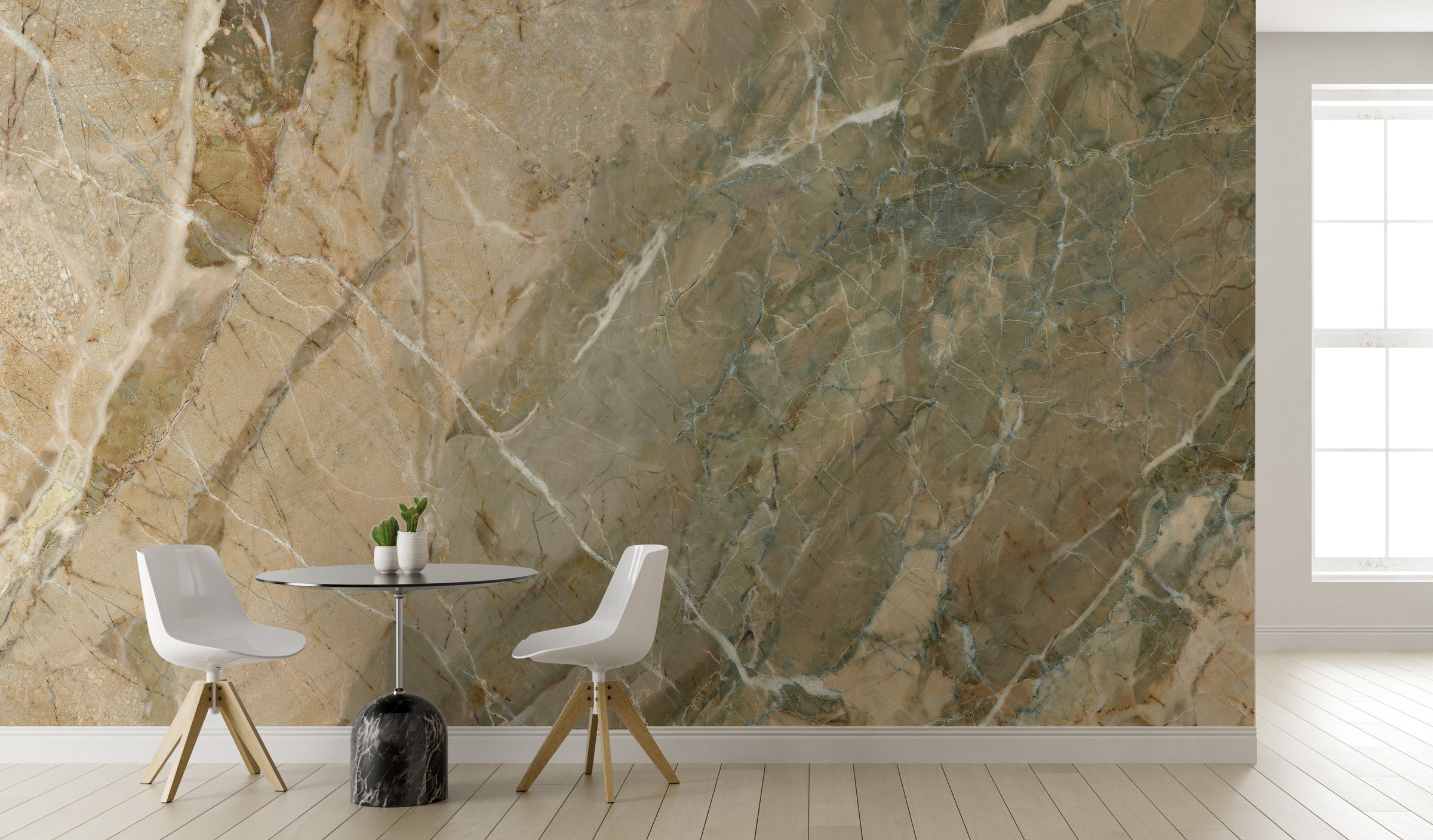 Marble Design | Beige Green Stone Texture Removable Wallpaper