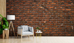Rustic Dark Red Color Brick Wall Mural Art
