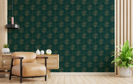 Teel Green Repeat Pattern Removable Art Deco Wallpaper