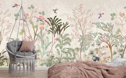 Chinoiserie Botanical Tree Mural | Floral Peel and Stick Wallpaper