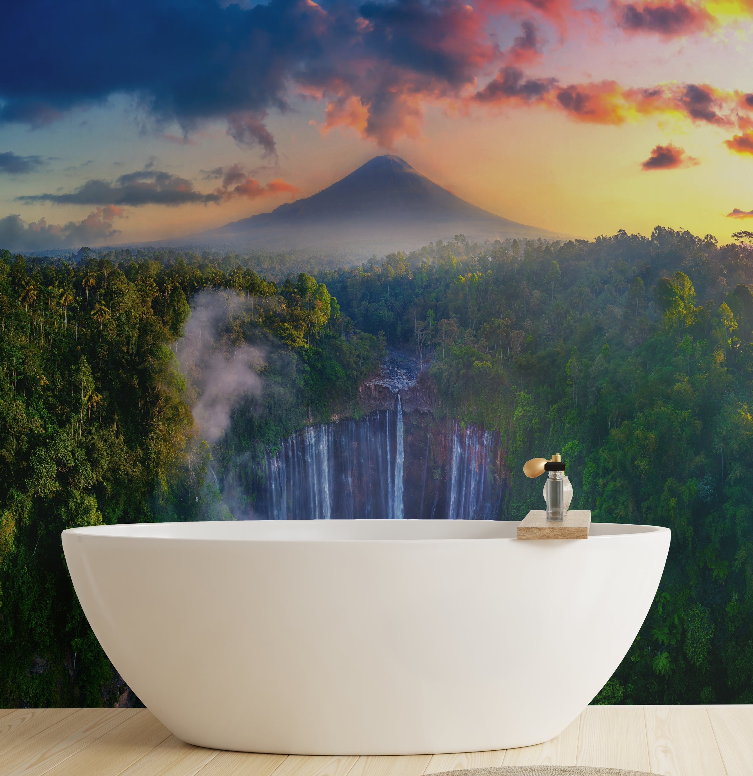 Nature Waterfall Wallpaper | Green Landscape Removable Home Decor