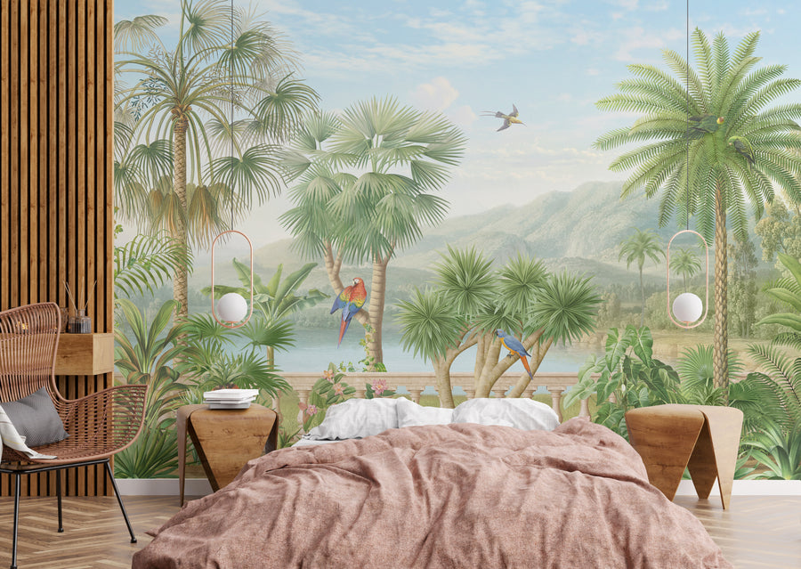 Luxury Living Room Palm Paradise Wallpaper Elegant Botanical Landscape Mural