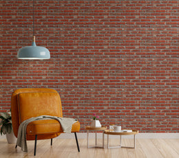Exposed red brick wall mural for bedroom interior inspired by modern Berlin loft design