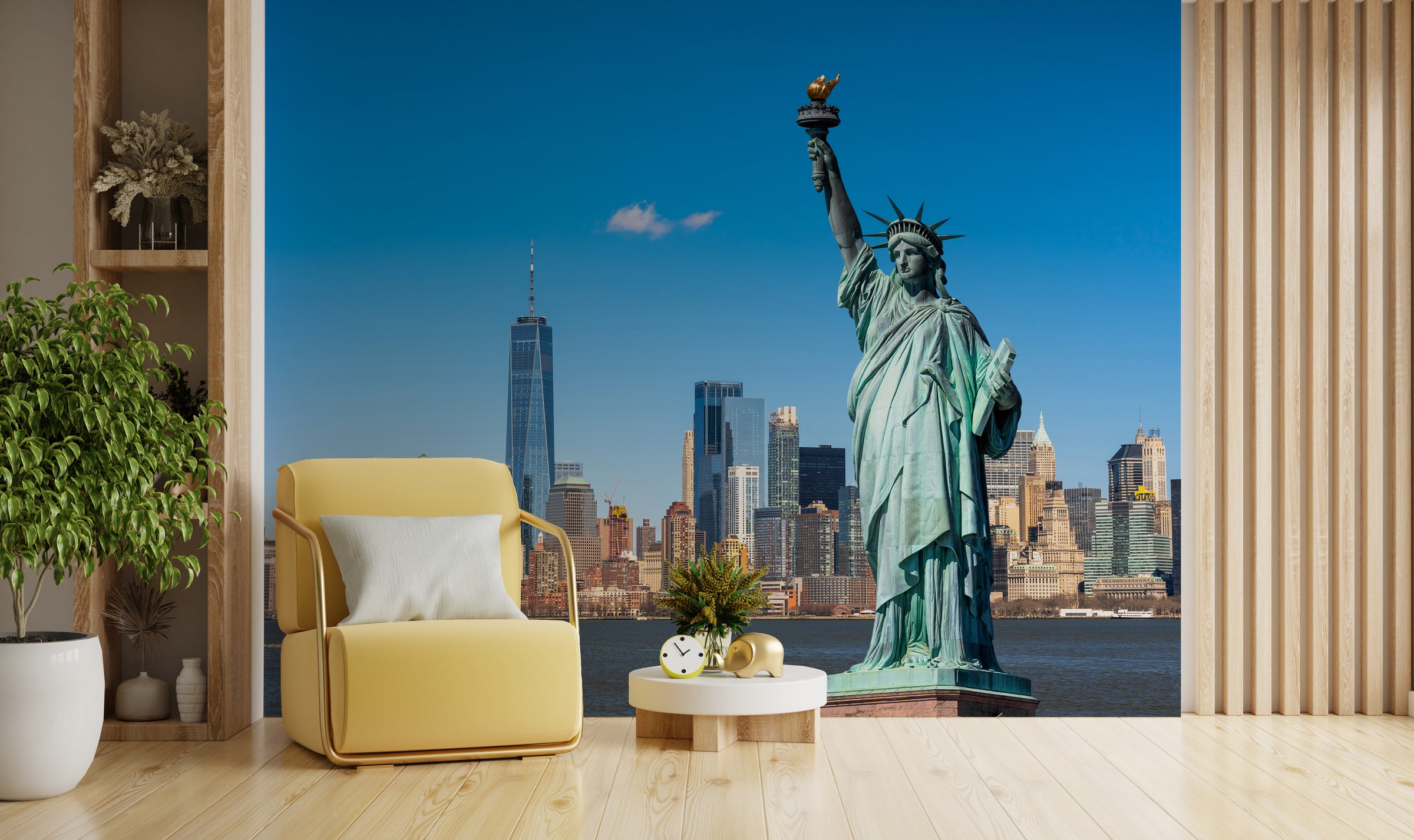 Clear sky Statue of Liberty wallpaper for home office New York city landmark wall mural