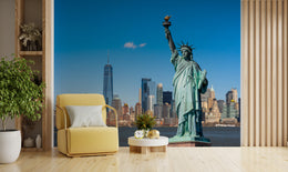 Clear sky Statue of Liberty wallpaper for home office New York city landmark wall mural