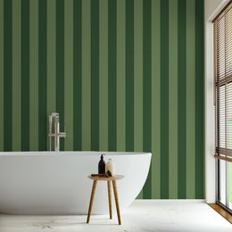Classic Vertical Green Striped Removable Wall Mural Design
