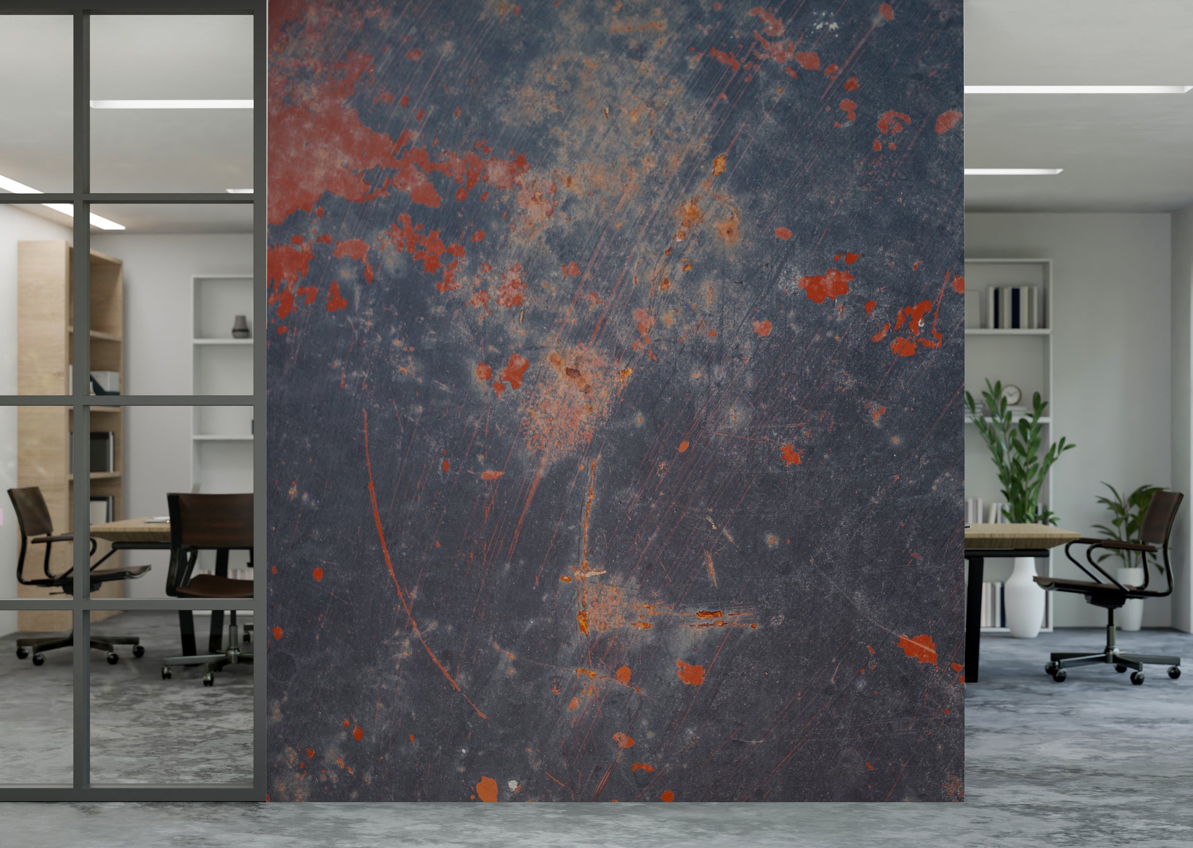 Industrial Rust Texture Wallpaper | Navy Blue And Burnt Orange | Grunge Wall Mural – Peel and Stick Removable | Loft Office Decor