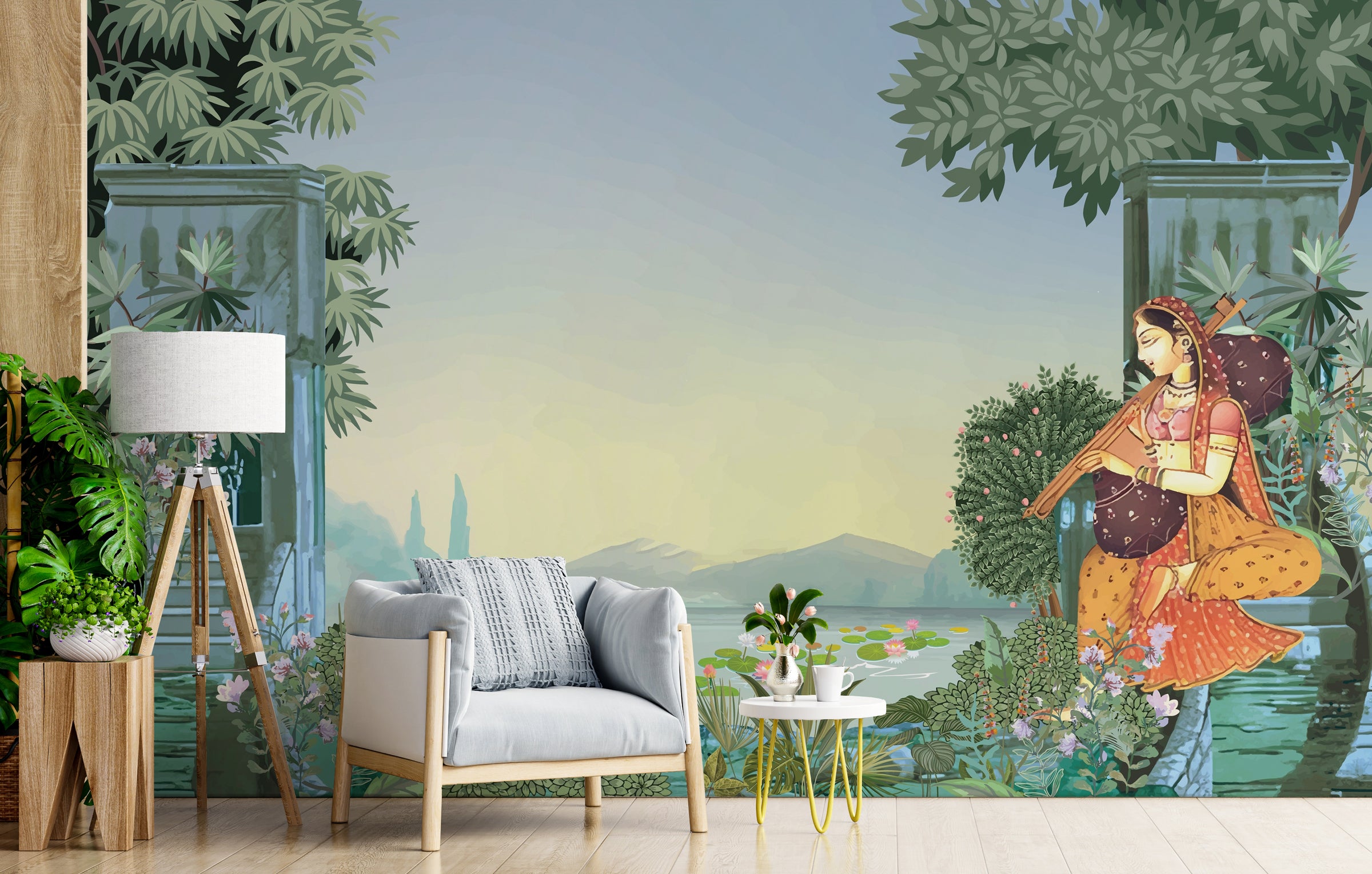 Indian Mughal Style Peel and Stick Nature Wallpaper