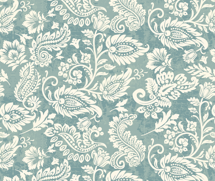 Vintage Teal Floral Living Room Peel and Stick Wallpaper