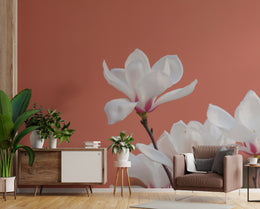 Morning Glory White Flowers Floral Wallpaper