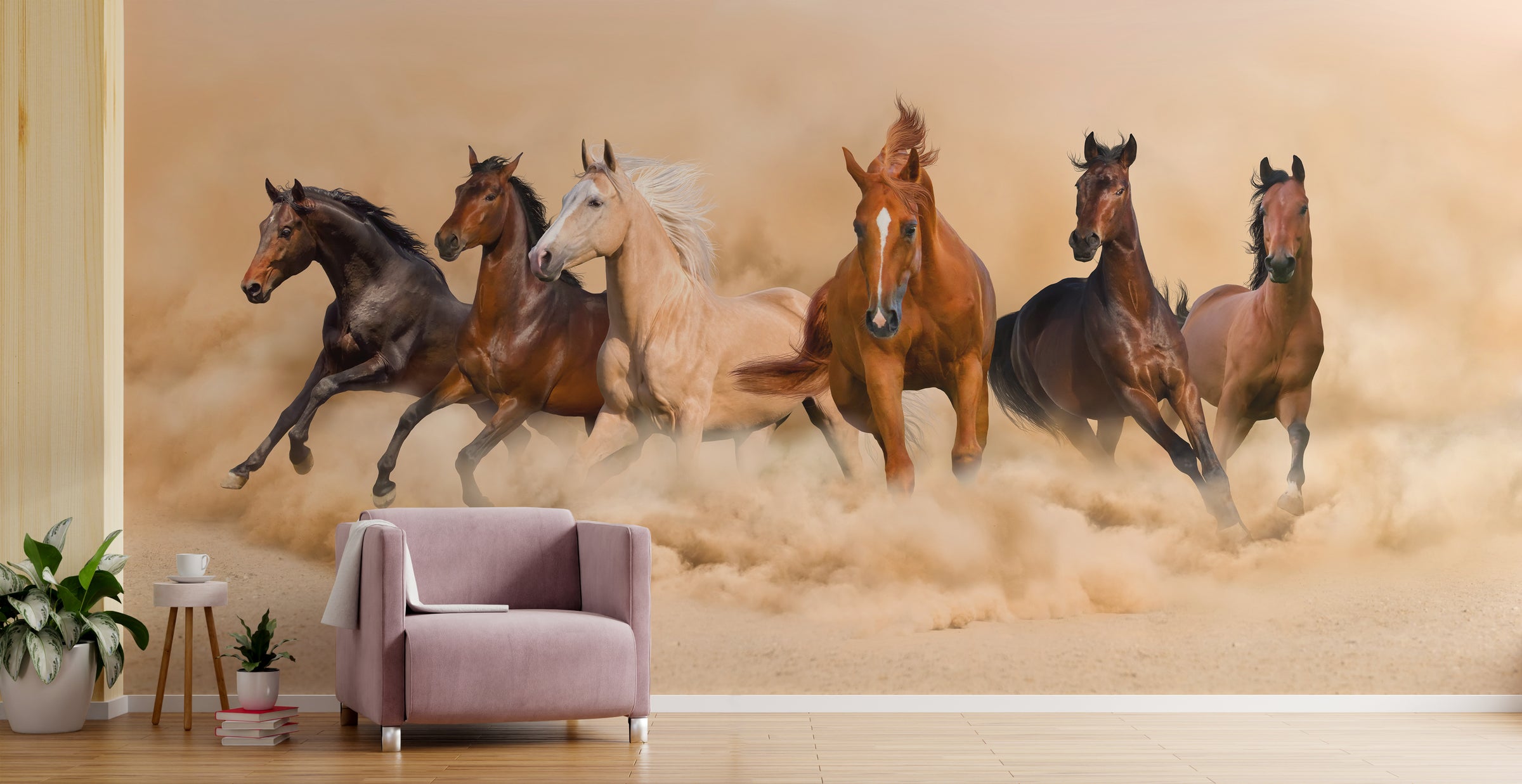 Running Horses Wallpaper | Wild Desert Horse Peel And Stick Wall Mural