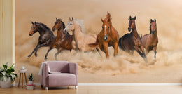 Running Horses Wallpaper | Wild Desert Horse Peel And Stick Wall Mural